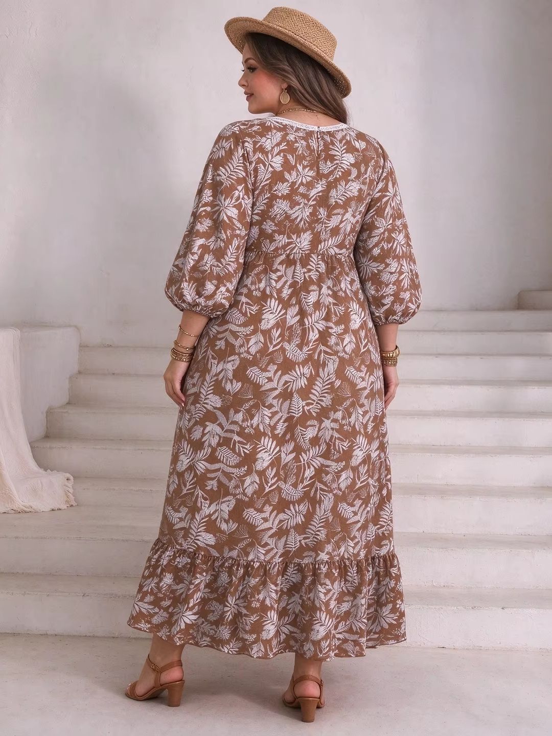 ชุดเดรสยาวลายดอกไม้และใบไม้สำห - Boho Summer Beach Maxi Dress บทวิจารณ์และราคา