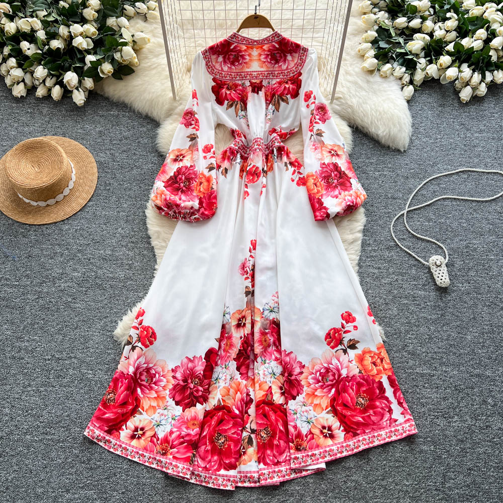 ภาษาฝรั่งเศสคํา Elegant Vintag - French Vintage Floral Midi Dress บทวิจารณ์และราคา