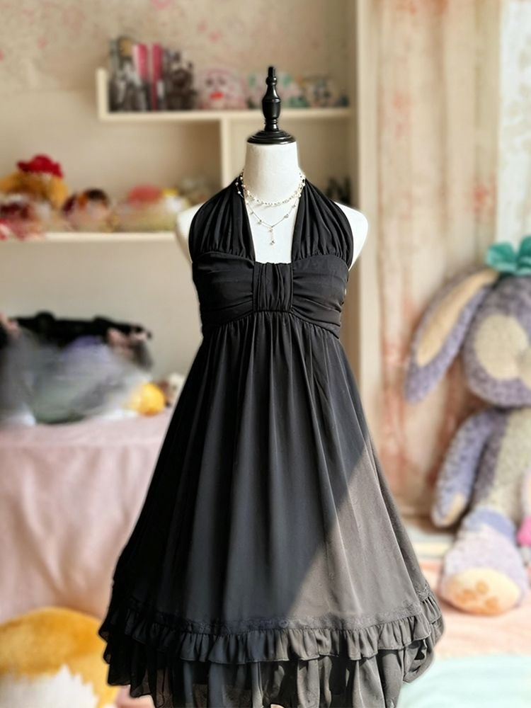 เดรสวินเทจหรูหราแบบผูกคอ ความย - French Vintage Floral Midi Dress บทวิจารณ์และราคา