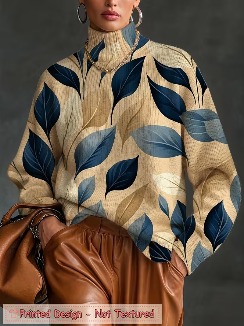 เสื้อยืดคอเต่าผู้หญิง ลายดอกไม - Blouses บทวิจารณ์และราคา