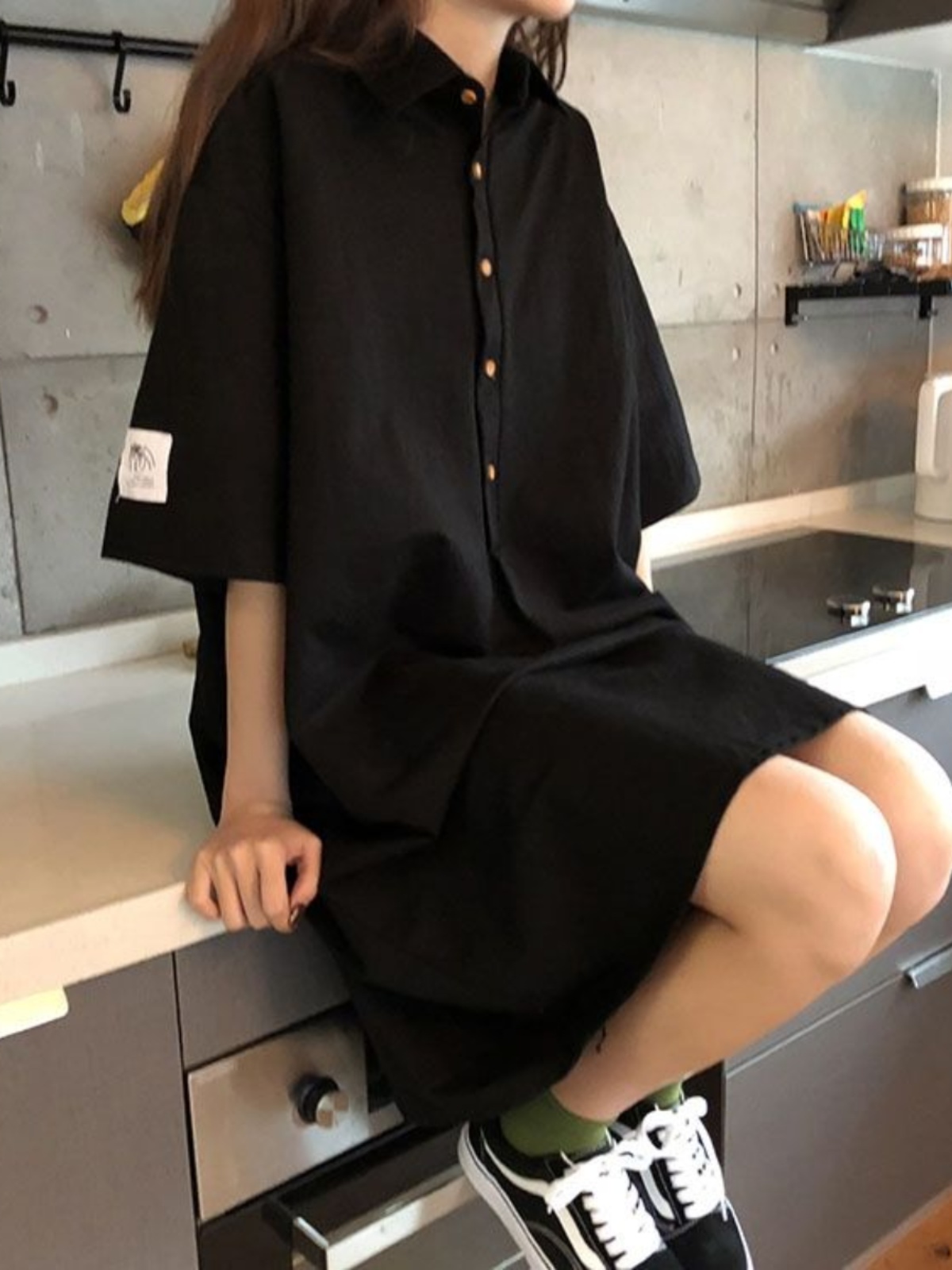 เดรสเชิ้ตไซส์ใหญ่ ช่วยพรางหุ่น - Korean Style A Line Shirt Dress บทวิจารณ์และราคา