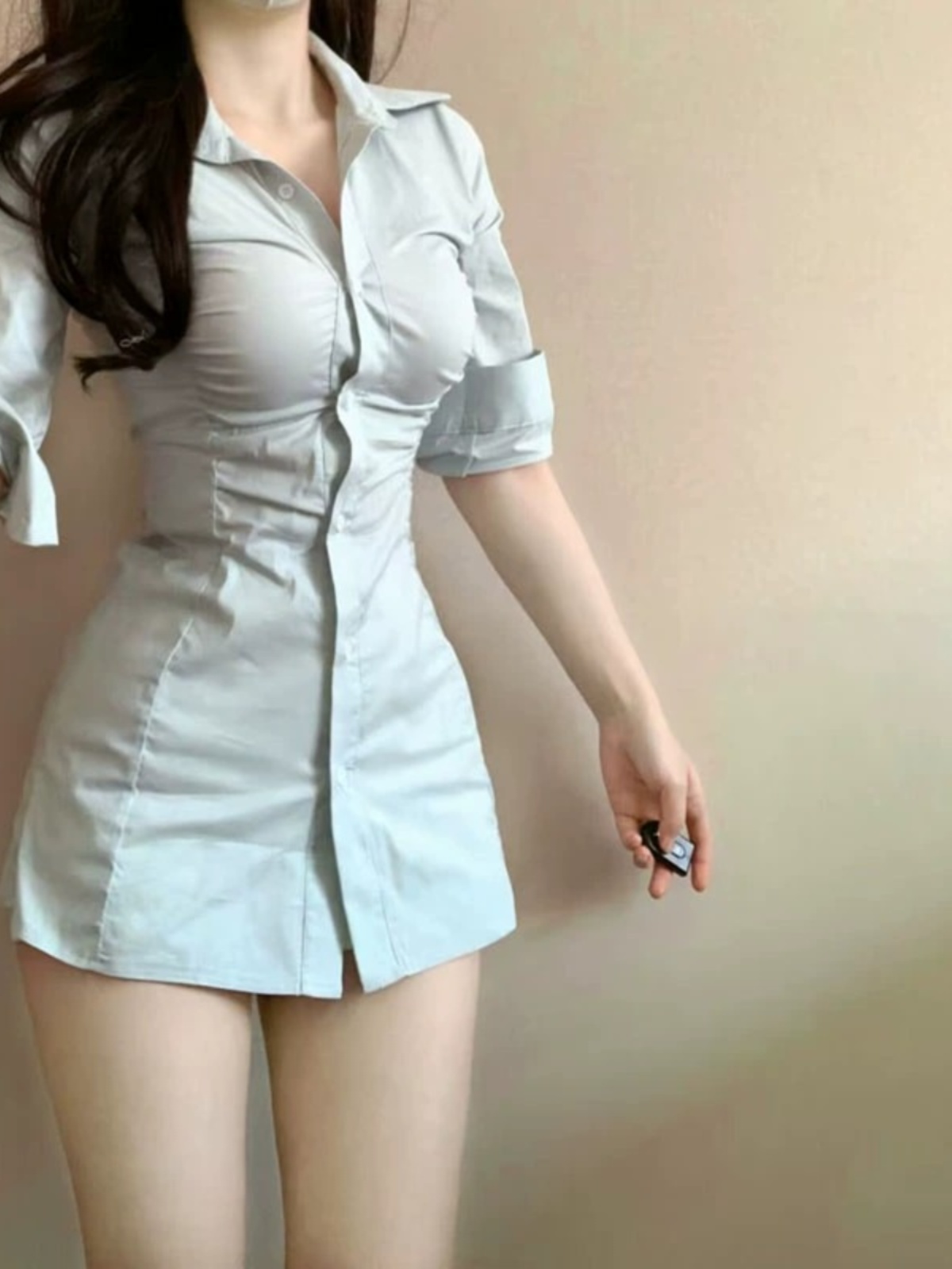 เดรสเชิ้ตพลีทเข้ารูปเอวสุดเซ็ก - Korean Style A Line Shirt Dress บทวิจารณ์และราคา