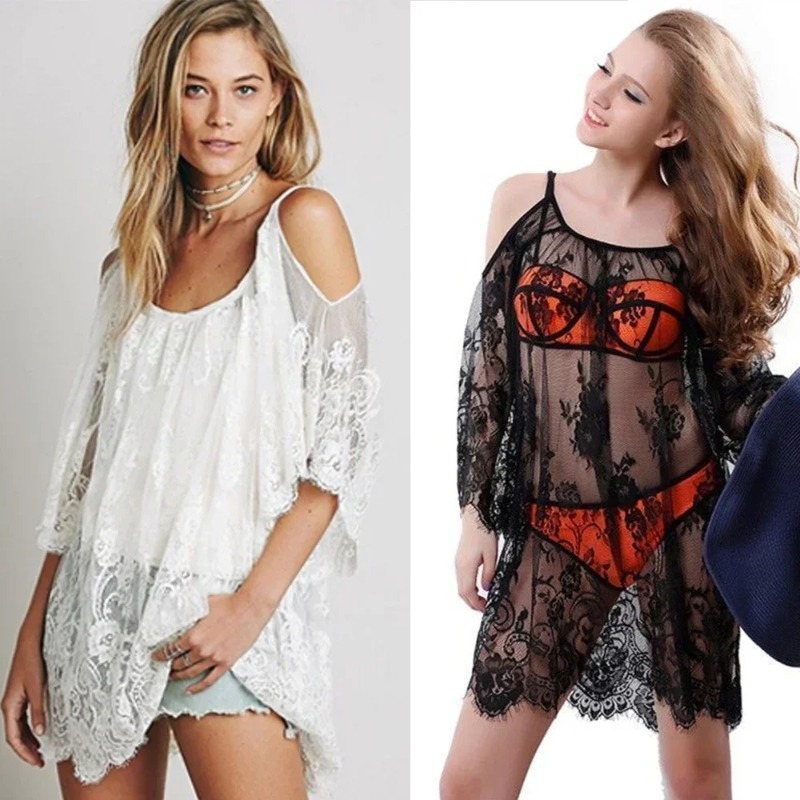ชุดคลุมชายหาดลูกไม้โครเชต์เซ็ก - Boho Summer Beach Maxi Dress บทวิจารณ์และราคา