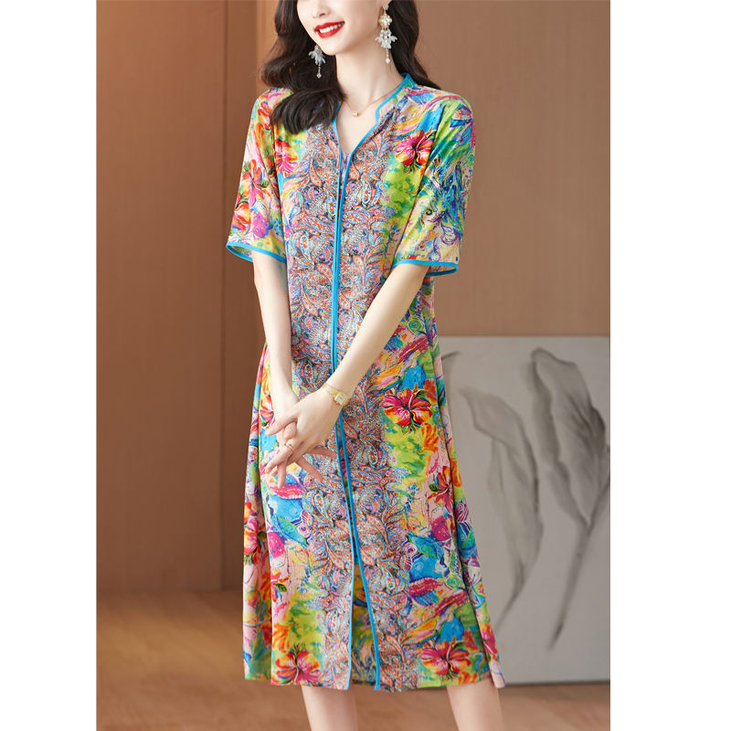 2024ใหม่ชุดเดรสมิดิคอวีเซ็กซี่ - French Vintage Floral Midi Dress บทวิจารณ์และราคา