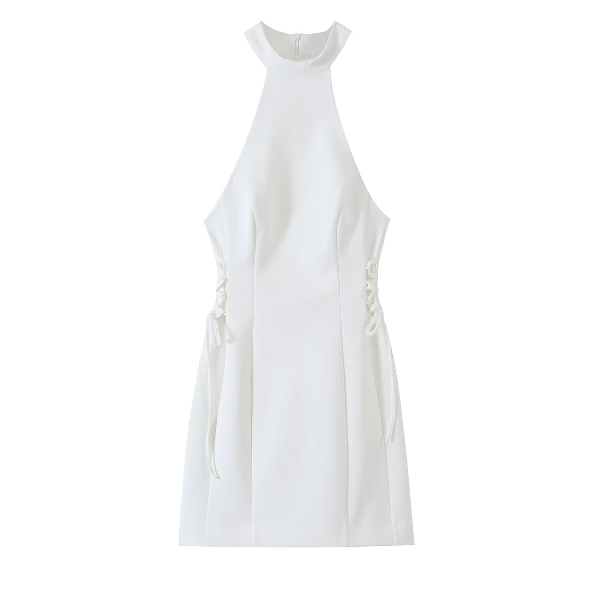 เดรสสั้นผู้หญิงสีขาวคอสูงแบบฮอ - Y2K Backless Halter Mini Dress บทวิจารณ์และราคา