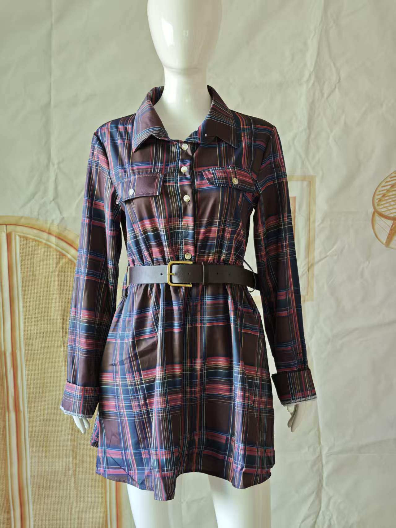 เสื้อเชิ้ตผู้หญิง มีกระเป๋า พร - Casual Loose Linen Shirt Dress บทวิจารณ์และราคา